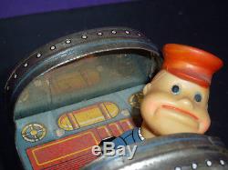 Vintage TM Mod Toy Japan Battery Op Tin Train & Conductor SILVER MOUNTAIN 3525