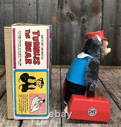 Vintage TUMBLES THE BEAR Battery Operated Illfelder Toy Co. With Box Japan