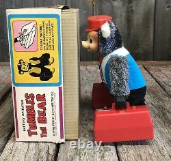 Vintage TUMBLES THE BEAR Battery Operated Illfelder Toy Co. With Box Japan
