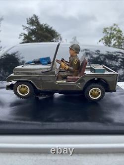 Vintage T-N Nomura Japan Tin Battery Operated US Army Military Jeep #6607 Rare