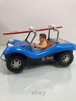 Vintage T. P. S. Toplay VW Tin Toy Dune Buggy Withsurf Board & Box Japan
