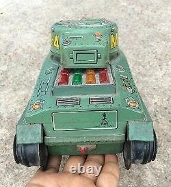 Vintage Taiyo Mark M-4 US Army Military War Tank Battery Operated Tin Toy Japan