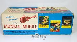 Vintage Tin ASC # 1960's Aoshin MONKEE MOBILE battery operated toy with Box