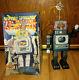 Vintage Tin Alps Battery Operated Television Spaceman Robot 1960s Japan With Box