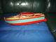 Vintage Tin Battery Operated Cabin Cruiser Boat Made In Occupied Japan 1950's