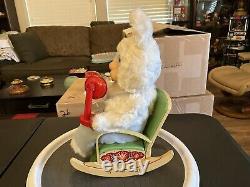 Vintage Tin Battery Operated Telephone Rabbit In Rocking Chair 1950s Japan