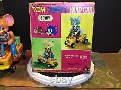 Vintage Tin Battery Operated Tom & Jerry Hand Car Jerry 1960s M-T Co. Japan
