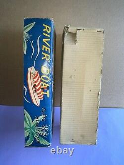 Vintage Tin Marusan Battery Operated Jungle Cruiser Queen Mary Boat 1950s Japan
