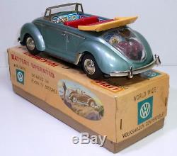 Vintage Tin Nomura / Showa # 1960's VOLKSWAGEN / VW BEETLE CONVERTIBLE B/O. + BOX