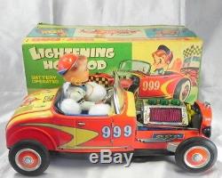 Vintage Tin Toy Car NOMURA Lightening HOT ROD Made in Japan Battery Operated 772