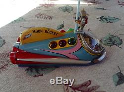 Vintage Tin Toy Moon Rocket Masudaya 1950s Battery Operated, Japan