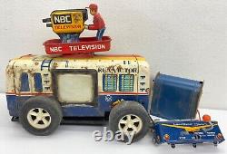 Vintage Tin Yonezawa NBC Television News Van RCA Victor Color Bus PARTS Japan