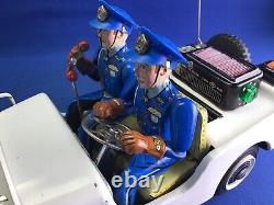 Vintage Tinplate Police Jeep Battery Operated Mystry Action By Nomura Toys Japan