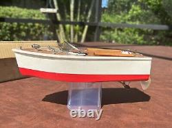 Vintage Toy Wooden Battery powered Boat with Box, Rico, Fleetline