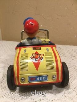 Vintage Trade Mark Toys Lg 10 Battery Operated Tin Litho Hot Rod Car WithDriver