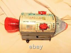 Vintage USA Space Capsule battery operated SH Japan Litho Tin Toy