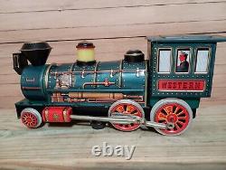 Vintage Western Tin 1950s Toy Train Japan Battery Operated And Cap