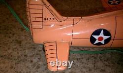 Vintage Working Battery Operated Tin Marx P-40 Flying Tigers Airplane Japan