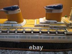 Vintage Yonezawa United States Tin Ship Boat Oceanliner Battery With Org Box