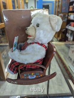Vintage battery operated father bear rocking toy. Japan. Box. Works