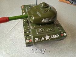 Vintage boxed tm modern toys Japan battery operated stick shift army tank 54