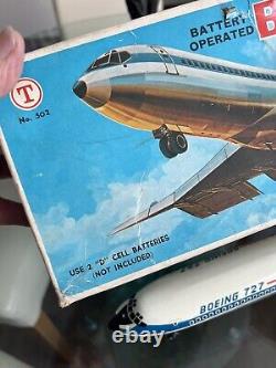 Vintage tin plate & plastic Boeing 727 battery operated aeroplane
