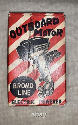 Vtg 1950's Bromo Line Toy Electric Battery Operated Outboard Motor VGC IOB