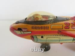 Vtg 1950's Tin Lithograph Winner 23 Japan Battery Operated Rocket Toy (Works)