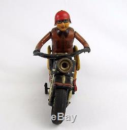 Vtg 50s Battery Operated Tin Litho Atom Motorcycle by Masudaya Modern Toys Japan