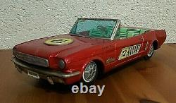 Vtg 60s YONEZAWA Ford Mustang Rally Car Battery Operated Tin Toy Japan