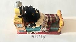 Vtg Linemar Tin Sleeping Baby Bear Battery Operated Toy with Clock not working