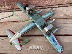 Vtg Mar Line Toys Battery Operated Remote Control Capital Airlines Airplane Tin