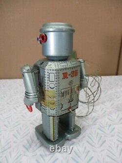 Vtg Modern Toys Japanese Tin Litho Remote Controlled Battery Operated Robot R-35