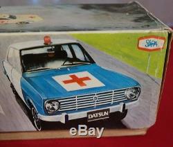 Vtg Tin Litho Battery Operated Police Car by Solpa Original Box