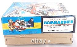 Waco Japan BOMBARDIER STUNT FIGHTER PLANE Battery Operated Tin Toy MIB`60 NEW
