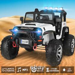 White 12V Battery Kids Ride on Truck Car Electric Jeep Toy LED MP3 withRC Girl Boy