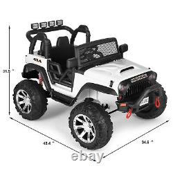 White 12V Battery Kids Ride on Truck Car Electric Jeep Toy LED MP3 withRC Girl Boy