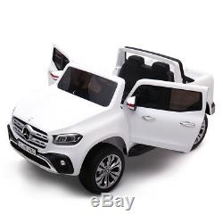 White 12V Benz Kids Ride on Truck Motorized Cars Electric Bluetooth withRemote