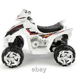 White 12V Electric Kids Ride On Car ATV Toy With/LED Lights Music and Horn