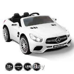 White 12V Power Kids Ride On Toy Car Wheel Remote Control Mercedes Benz Gift