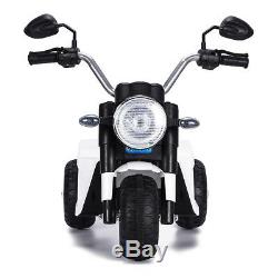 White Kids Ride On Motorcycle 6V Toy Battery Powered Electric 3 Wheel Bicycle