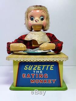 Yonezawa # 1950's Battery Toy SUZETTE the Eating Monkey in Original Box