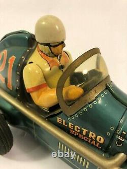 Yonezawa Japan Vintage Tin Toy Electro Special Race Car 1950s Rare Color Blue