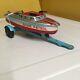 Yonezawa Tin, Battery Operated, Shore Patrol Boat With Trailer Fully Working